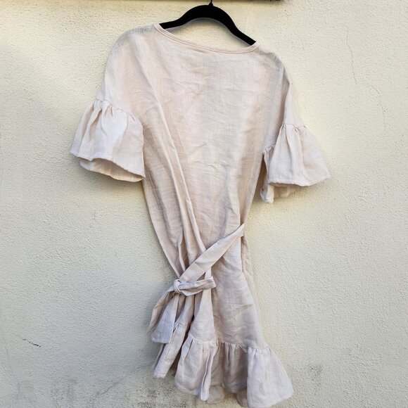 LINEN HANDMADE STUDIO Beige Wrap Dress - Picture 4 of 6